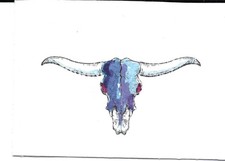 aceo original cowboy art watercolor and ink southwest contemporary style