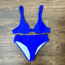 SHEIN Royal Blue Two Piece Bikini Set With Underwire Removable Pads Size M