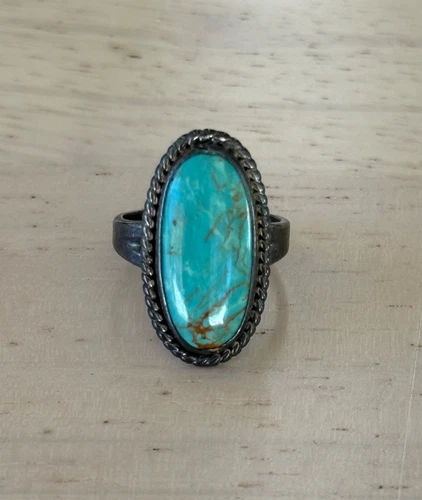 Vintage Bell Trading Post Navajo Sterling Silver Royston Turquoise Ring Size 5