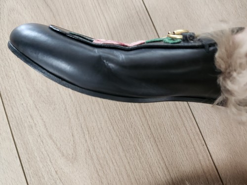 Gucci Princetown Horsebit Slipper Fur Mule Embroidered Black Leather Slides 7.5 - Picture 15 of 18