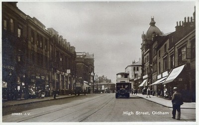 MCR 63 MANCHESTER - OLDHAM - HIGH STREET - ANIMATED RP 1930