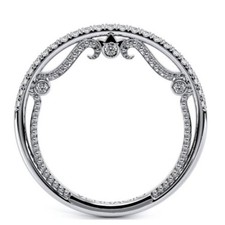 Verragio White Gold Diamond Wedding Band Contoured Milgrain Filigree Ring