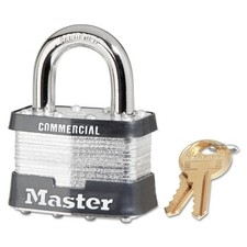 No. 5 Laminated Steel Padlock, 3/8 in dia x 15/16 in W x 1 in H Shackle,