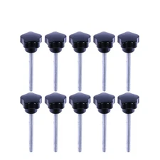 10 PCS M5x60 Hole Five Star Screw Grips Clamping Knobs (Black)