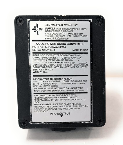 Automated Business Power Cool Power ABP-36V/ADJ/20A DC-DC Converter 9 to 36VDC