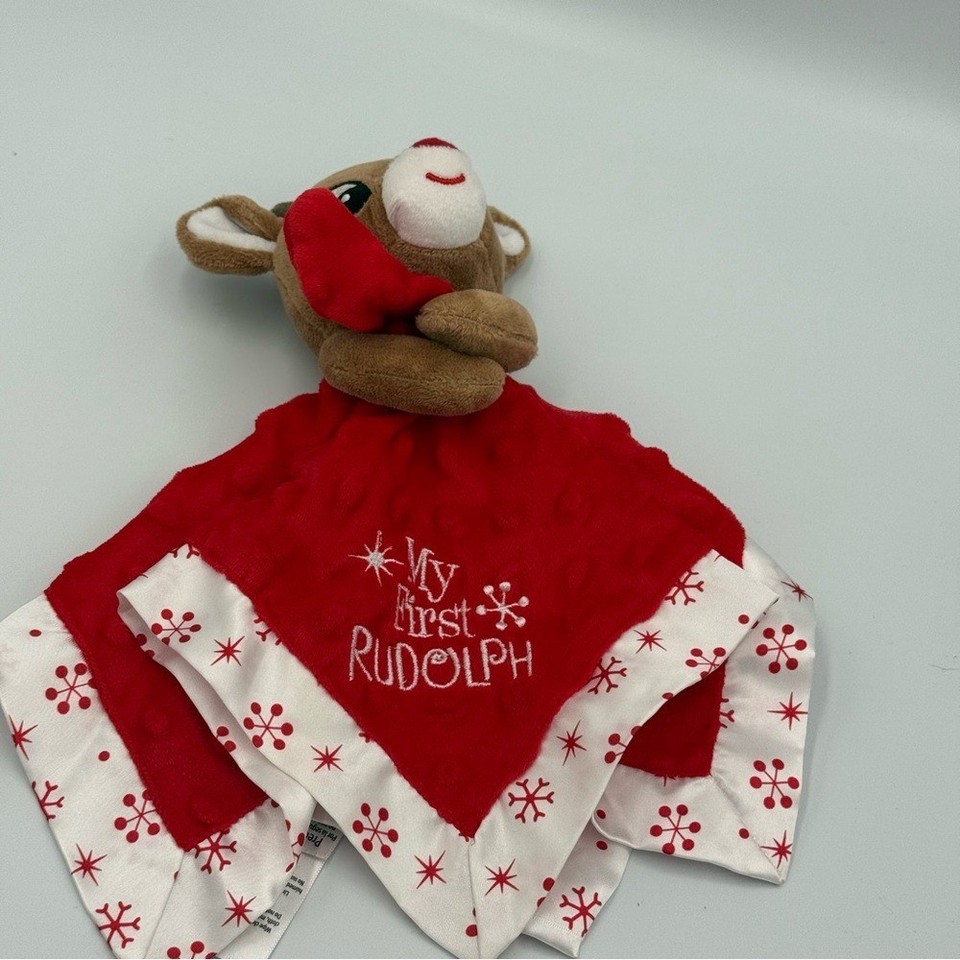 My First Rudolph The Red Nose Reindeer Lovey Security Red Baby Blanket ...