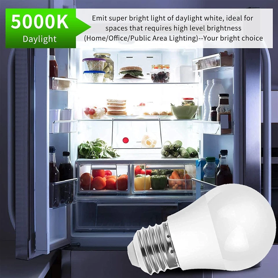 LED Refrigerator Light Bulb 40W Equivalent LED A15 Bulb 5W Daylight 5000K E26... - Image 3 of 4