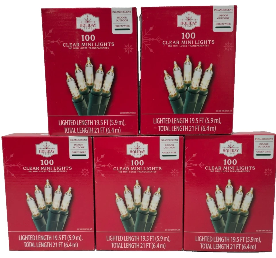 Holiday Time 100 Mini Clear Lights Incandescent Indoor/Outdoor - 10 Pack NEW! - Image 3 of 4