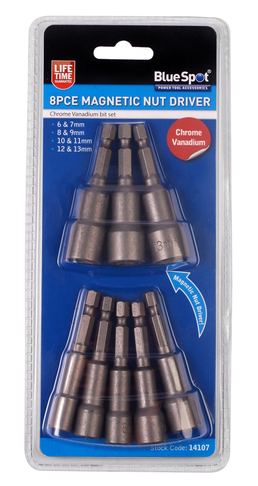 Blue Spot 8 Piece Magnetic 1/4in Hex Nut Driver Set 6mm to 13mm 14107 - Image 10