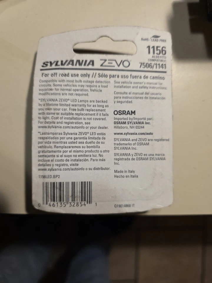 NEW - Sylvania ZEVO 1156 LED 2 bulbs ( Compatible with 7506 / 1141 )  - Image 2 of 2