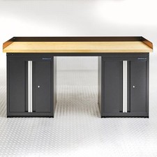 Datona  Werkbank 200 cm + Bambus-Arbeitsplatte  2 abschlie&szlig;baren