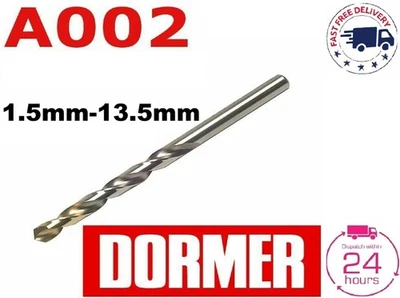 Dormer A002 Drill Bit HSS Metric Jobber Tin Coated High Speed Steel Twist