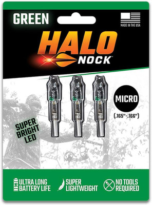 Halo Nock Micro Lighted Nocks for Archery & Bowhunting, Fits .165-.166