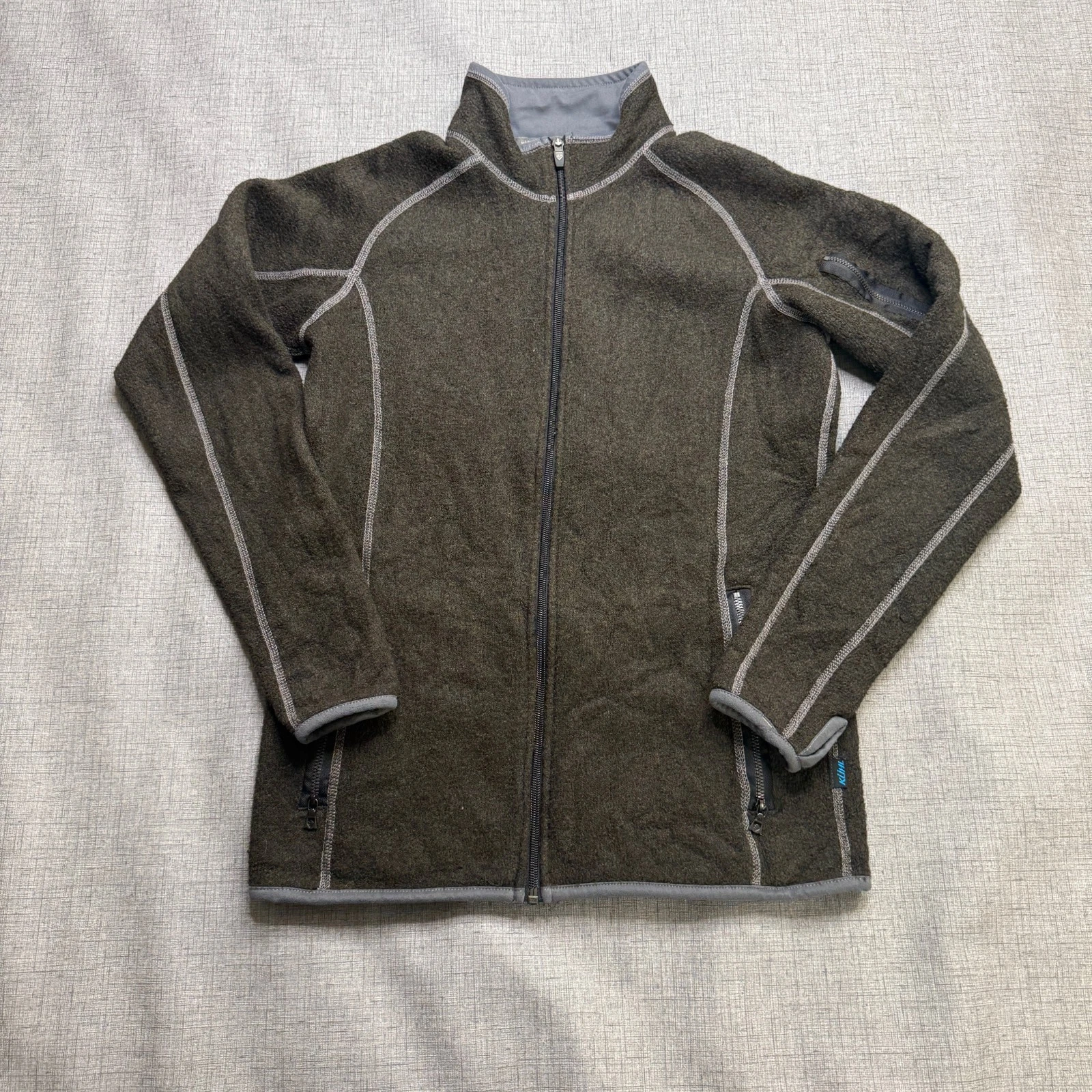Kuhl Alfpaca Fleece Jacket Unisex Small Green Contrast Stitching Hiking Outdoor