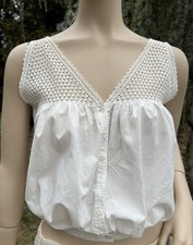 ANTIQUE EDWARDIAN WHITE COTTON CAMISOLE W/ CROCHET