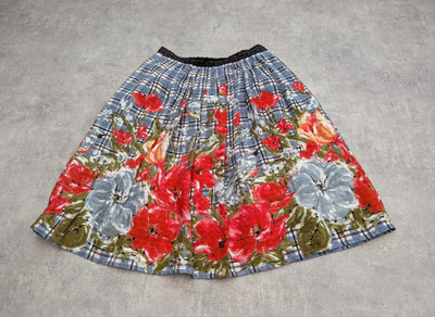 Fei Leinenrock Damen UK 8 Blumenmuster kariert Boho Retro Anthropologie romantisch US 4