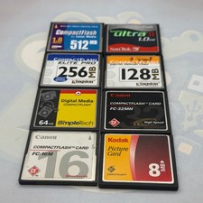 LOT of 8 Compact Flash Cards - Various Sizes - Various Brands - GC816