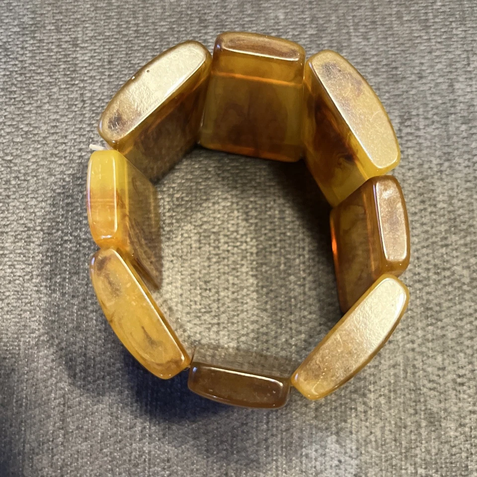 "Brazalete elástico baquelita caramelo moteado tono ámbar 7,8""" Foto 4 de 4
