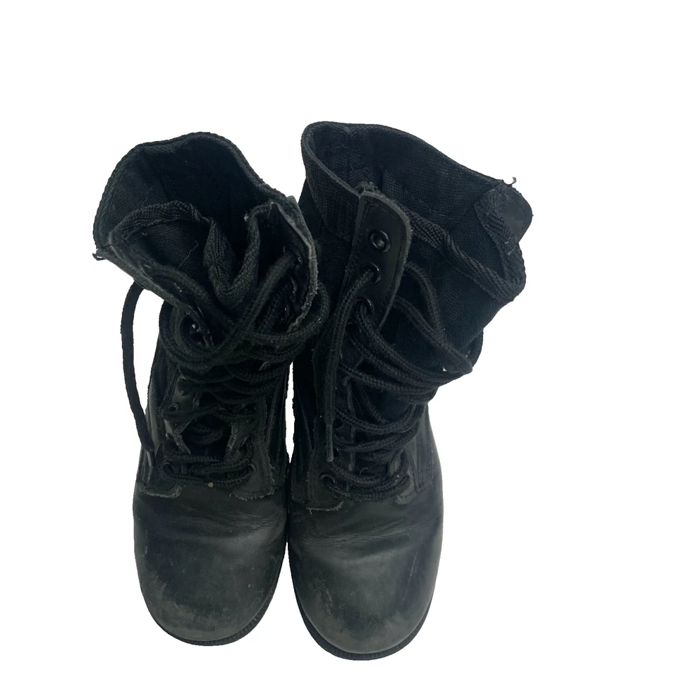 Botas militares de combate estilo ROTHCO de malla de cuero negro talla 2R Foto 3 de 4