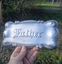 Rare Vintage Antique Ornate Embossed Victorian Casket "Father" Marker Plaque