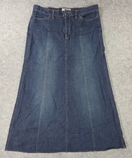 Vtg Old Navy Maxi Skirt Women s Size 12 Blue Denim Boho Cottagecore Utility y2K