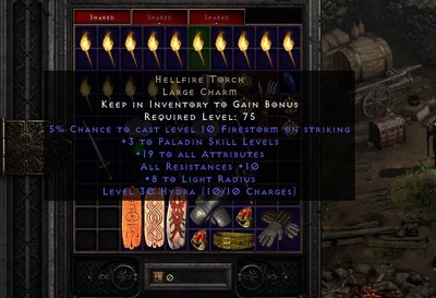 19/10 Paladin Hellfire Torch / Diablo 2 Resurrected / PC / Non-Ladder SC