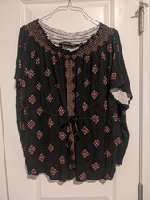 NEW Colleen Lopez M Smocked Neck SHIRT Top Bl...