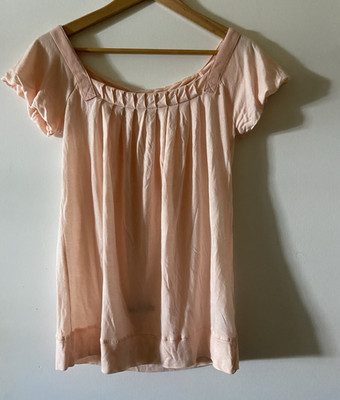 adidas by Stella McCartney Pink Pleated Scoop Neck Jersey Lyocell Top S