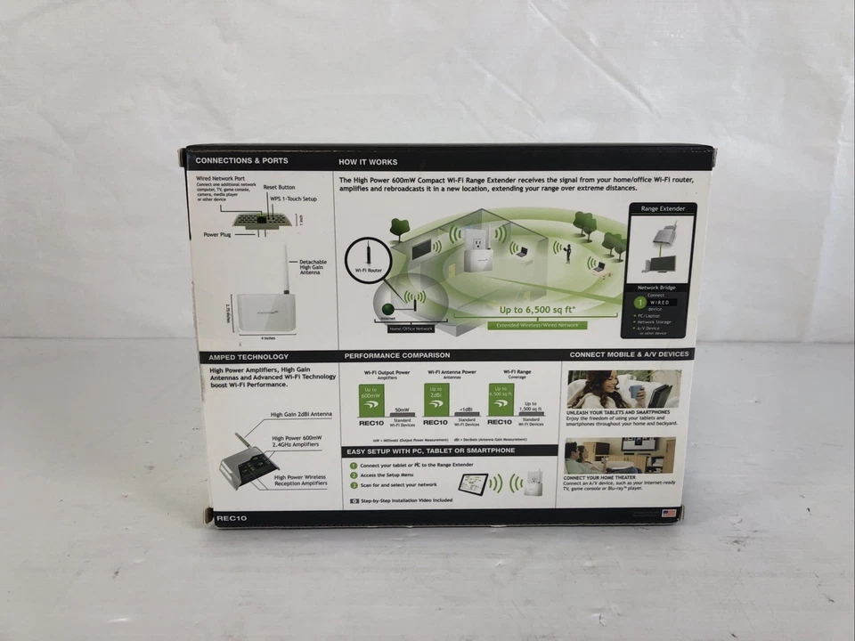 Amped Wireless High Power 600mW Compact Wi-Fi Range Extender Model REC10 - Image 3 of 4