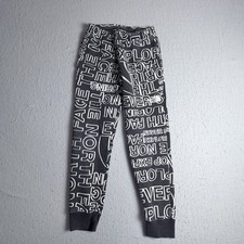 Boys The North Face Medium 10 Sweatpant Logo All Over Black/White Jogger Youth