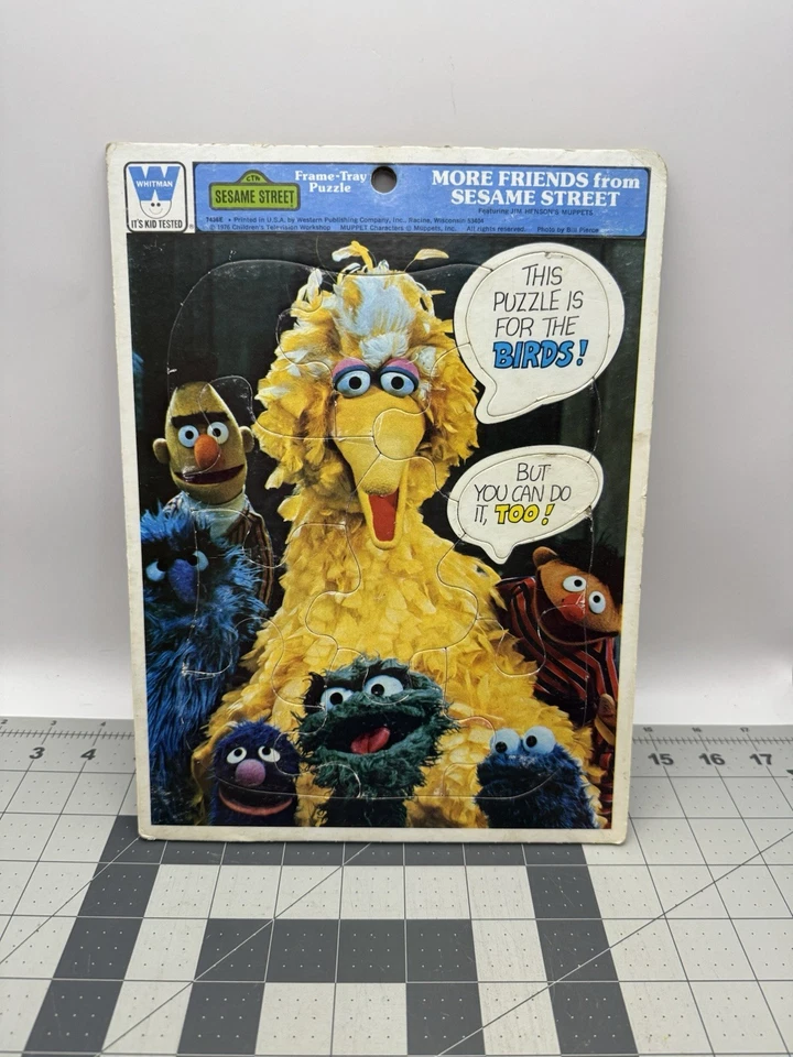 3 - Vintage Whitman Sesame Street Big Bird Muppet Friends Quadro Bandeja Quebra-cabeça 1976 - Imagem 2 de 4
