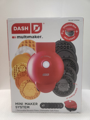 Dash MultiMaker Mini Waffle System with 7 Removable Plates and Storage Case