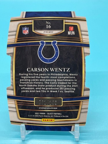 Carson Wentz 2021 Panini Select Copper Concourse Level / 199 Die Cut Prizm #16 - Picture 2 of 3