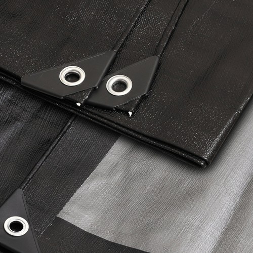 BLACK Tarp Sheet TARPAULIN Strengthened Waterproof Heavy Duty 250g/sm - Picture 21 of 23