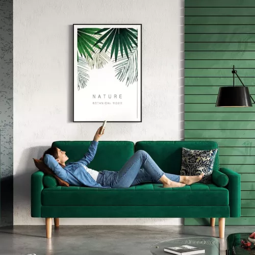 2 Sitzer Sofa Loveseat Kleine Sofa mit 2 Kissen und Armlehnen Sofa Set Loungsofa - Bild 36 von 42