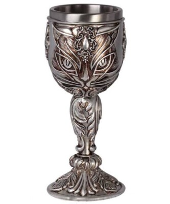 レア Alchemy Gothic ゴブレット 聖杯 インテリア Sacred Cat Goblet Set of 2, Feline Familiar, Chalice Cup Gothic