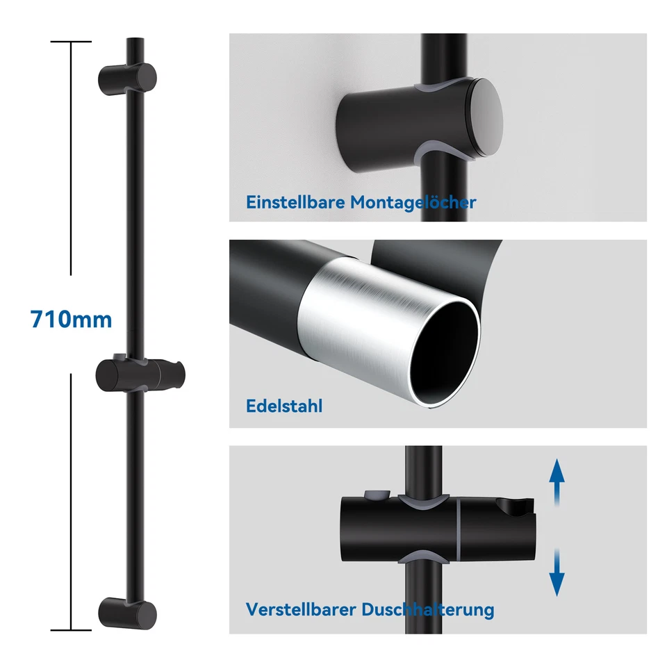 Duschstange für Duschkopf Duschhalter Duschstange mit Schiebehalter Handbrause - Bild 4 von 4