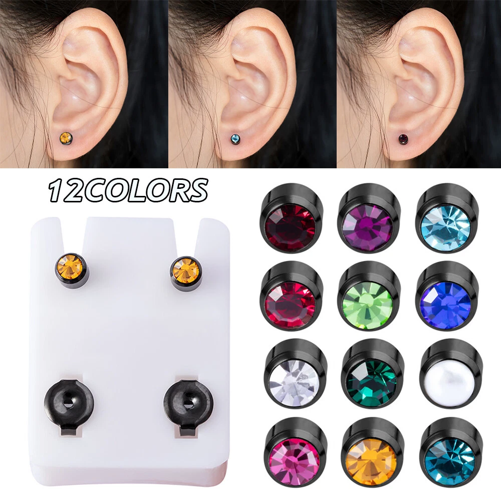 12 Colors Stainless Steel EAR PIERCING STUDS STUD EARRINGS 1 pair