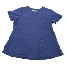 Grey  s Anatomy Scrub Top Size Medium Womens Solid Dark Navy Blue Nursing Medical
