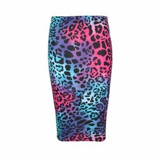 Women Midi Bodycon Pencil Office Plain Printed High Waist Tube Skirt Size 8-26
