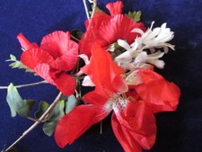 Vintage Millinery Flower Collection Red Poppy White 1-3" Japan H2497