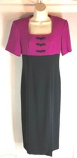 Vintage Liz Claiborne dress sz 8 Square Neck Empire Waist Front Slit Maxi