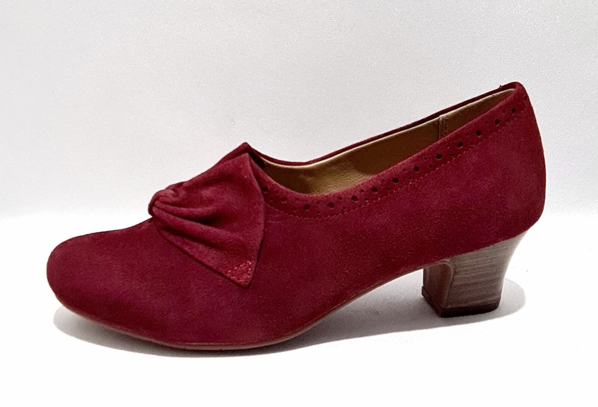 Hotter Donna Size UK New Dark Red Suede Shoes Court Shoes