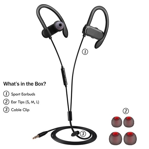 Wired Earbuds with Built-in Microphone & Volume Control Sweatproof Sport Head... - Picture 7 of 7
