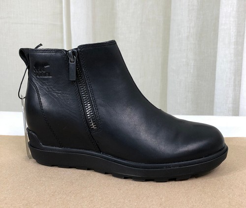 NEW SOREL Womens Evie II Zip Waterproof Leather Ankle Bootie US 8/EURO 39 Black - 第 1/21 張圖片