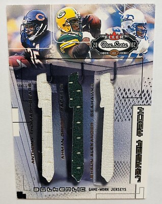 2002 Fleer Box Score Ahman Green Shaun Alexander Anthony Thomas 173/300 Jersey
