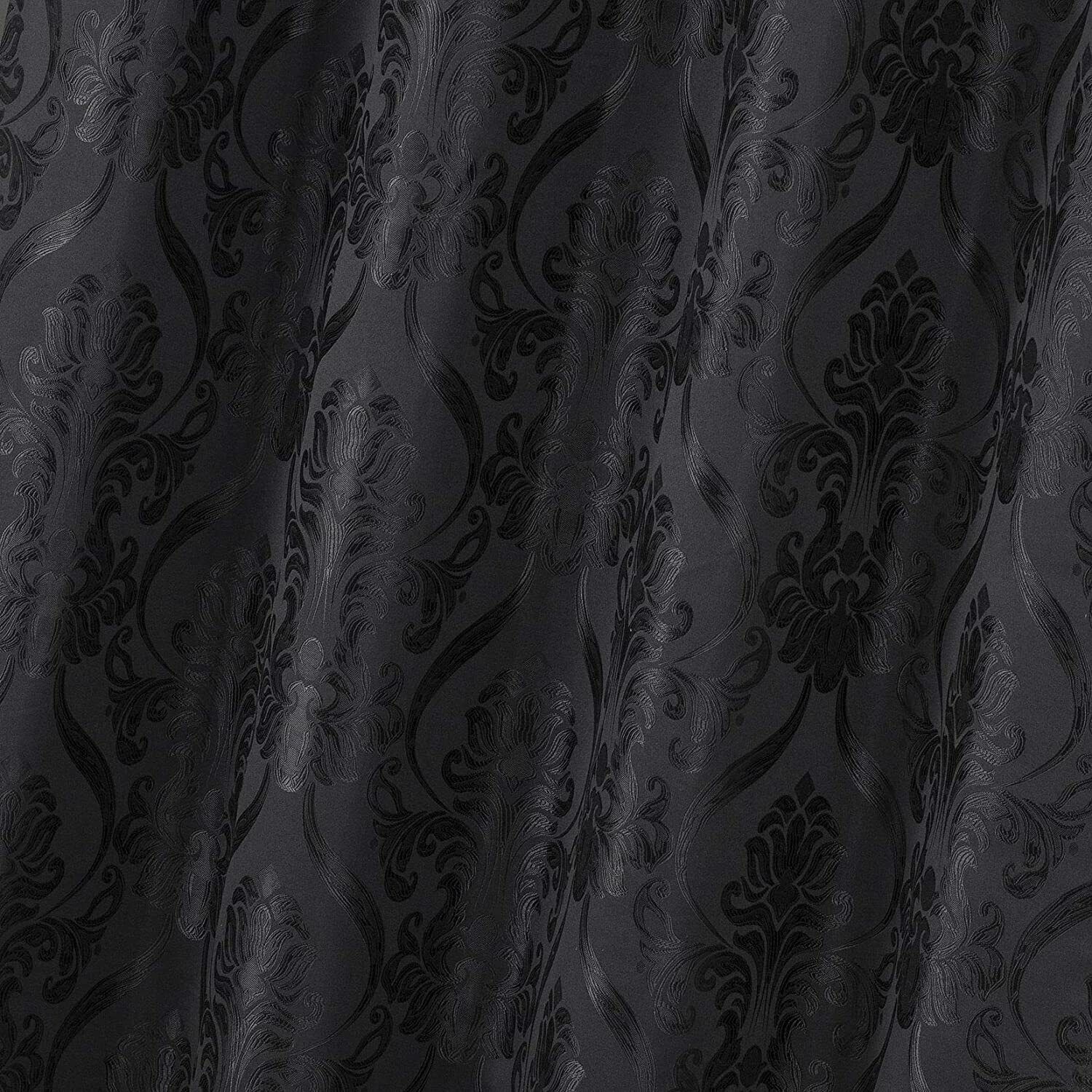 Set 2 Solid Black Fringe Damask Curtains Panels Drapes Valance 63 84 96 inch L Ograniczona ilość, wybuchowy zakup
