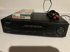 Sharp VC-A410U 4 Head VCR Video Cassette Recorder VHS Player w/ VHS Tape Cables
