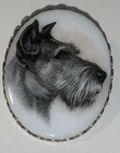 Vintage Hunting Dog Brooch Pin White Glass Costume Jewelry