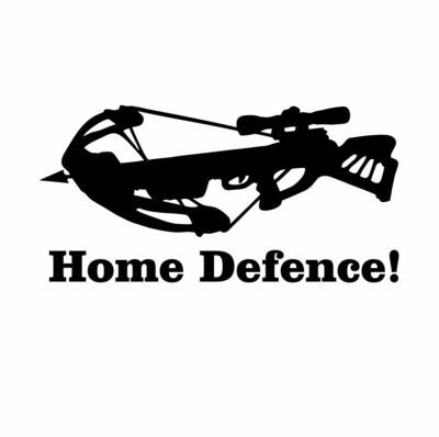 Home Defence! - Armbrust Warnung Aufkleber Folie Tatto Sticker Prepper Abwehr